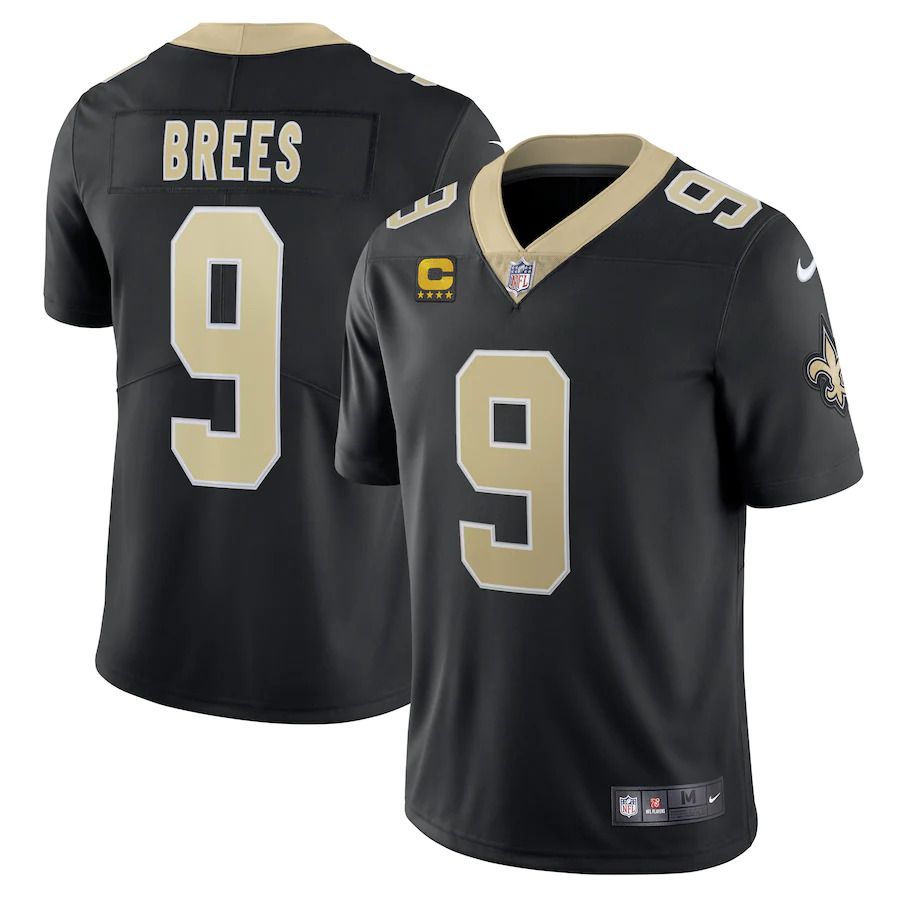 Men New Orleans Saints #9 Drew Brees Nike Black Captain Vapor Limited NFL Jersey->new orleans saints->NFL Jersey
